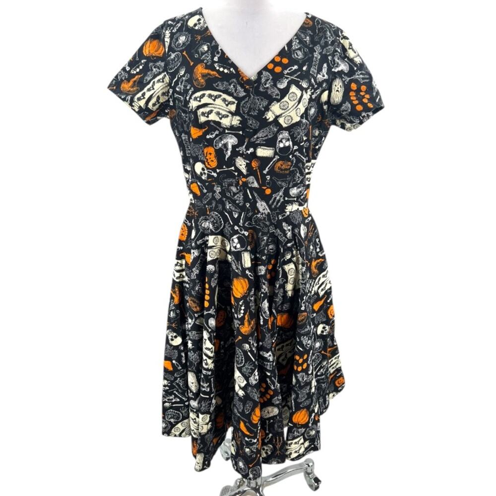 Unique Vintage Magnolia Place Halloween Goth Witch Dress Sz L skull - Picture 4 of 8